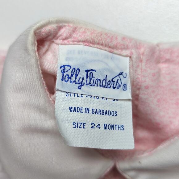 Vintage Polly Flinders Dress Baby Girls Size 12m Pink Calico Smocked - Picture 5 of 5